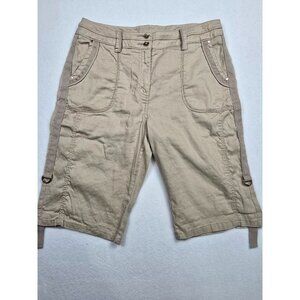 Chicos Womens Beige Linen Blend Bermuda Shorts Size 0.5